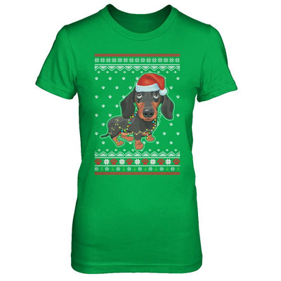 Dachshund Christmas Ugly Sweater Lights Dog Xmas Gift-T-Shirt & Sweatshirt-Women's T-Shirt-Irish Green