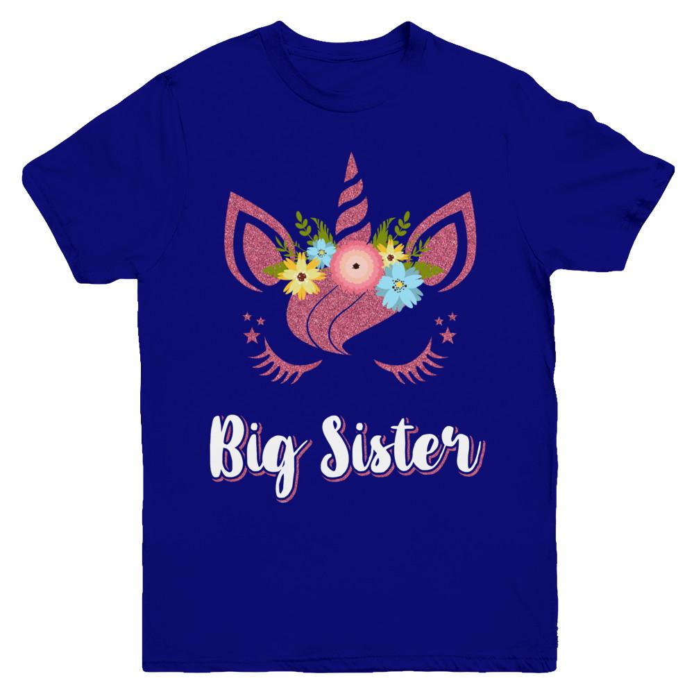 Unicorn Big Sister I'm Going To Be A Big Sister Youth-Youth Shirt-Youth T-Shirt-Navy