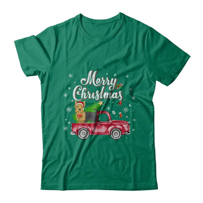 Yorkie Retriever Rides Red Truck Christmas Pajama-T-Shirt & Sweatshirt-Classic T-Shirt-Kelly Green