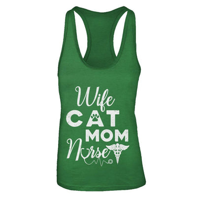 Wife Cat Mom Nurse-T-Shirt & Tank Top-Women's Ideal Racerback Tank-Kelly Green