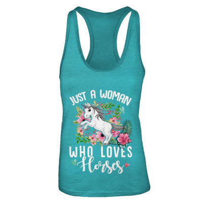 Just A Woman Who Loves Goats-T-Shirt & Tank Top-Women's Ideal Racerback Tank-Tahiti Blue