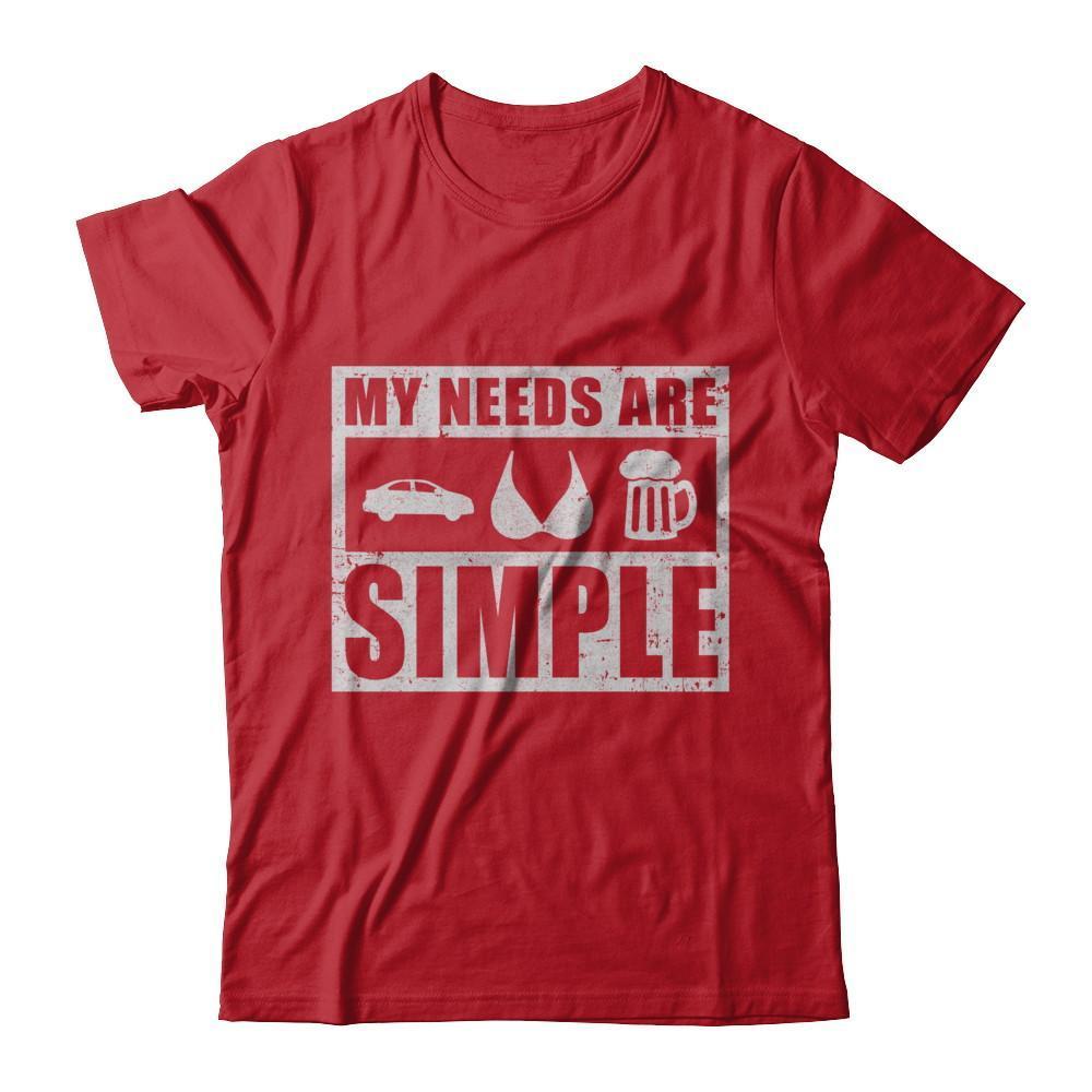 My Needs Are Simple Car Boobs Beer-T-Shirt & Hoodie-Classic T-Shirt-Red