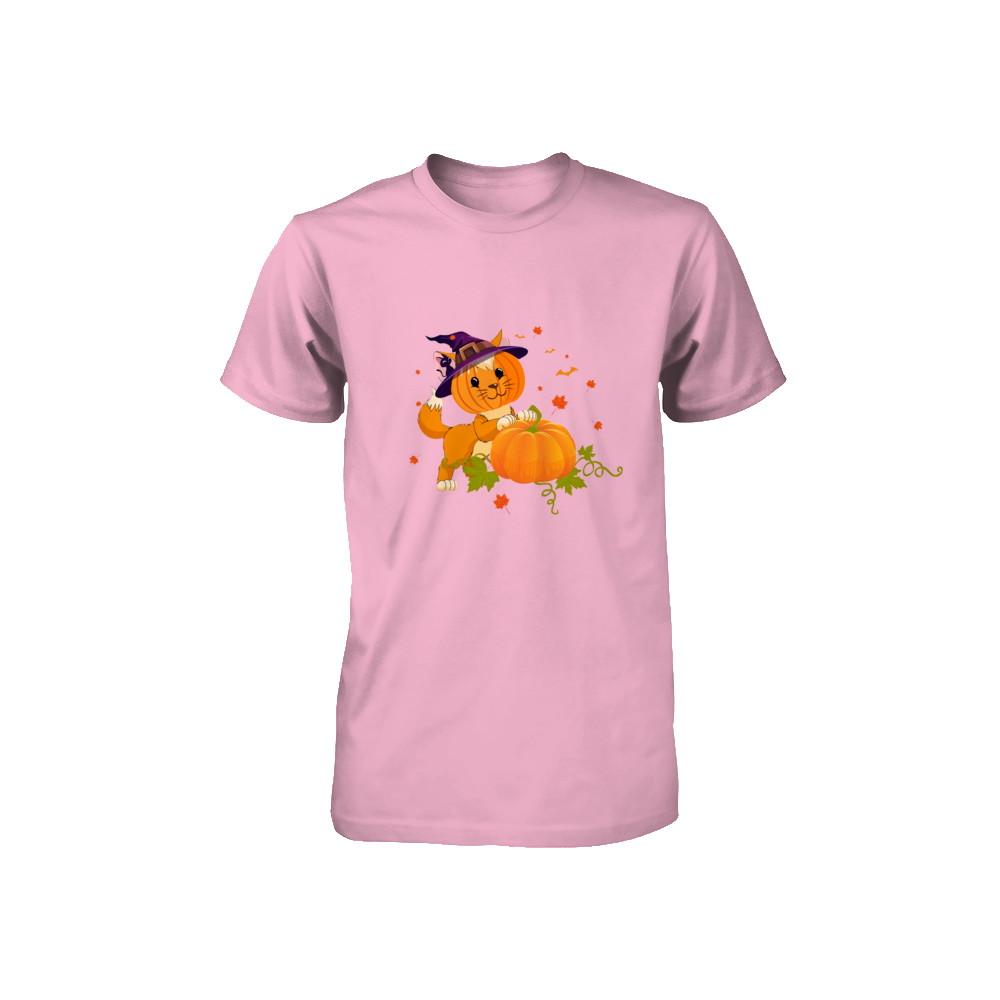 Funny Halloween Cat Pumpkin Costume Youth-Youth Shirt-Toddler T-Shirt-Pink