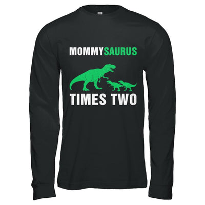 Mommysaurus Times Two Twins Mothers Day-T-Shirt & Hoodie-Long Sleeve T-Shirt-Black