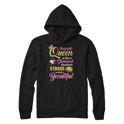 August Girls Queen Is Diamond Strong Beautiful-T-Shirt & Hoodie-Pullover Hoodie-Black