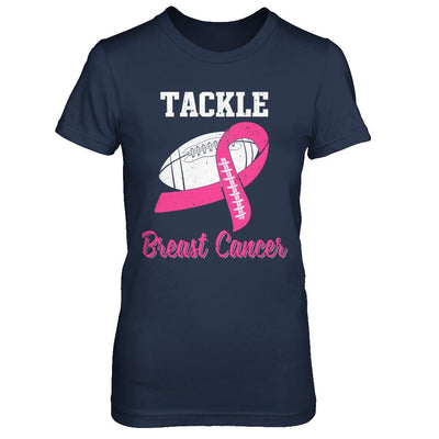 Football Survivor Tackle Pink Breast Cancer Awareness-T-Shirt & Hoodie-Women's T-Shirt-Navy