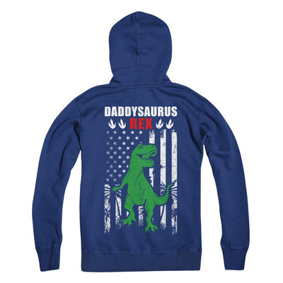 DaddySaurus Dad Dinosaur Rex American Flag Fathers Day-T-Shirt & Hoodie-Pullover Hoodie-Deep Royal