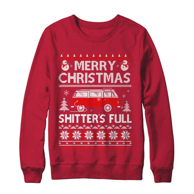 Merry Christmas Shitters Full Ugly Sweater-T-Shirt & Sweatshirt-Crewneck Sweatshirt-Red