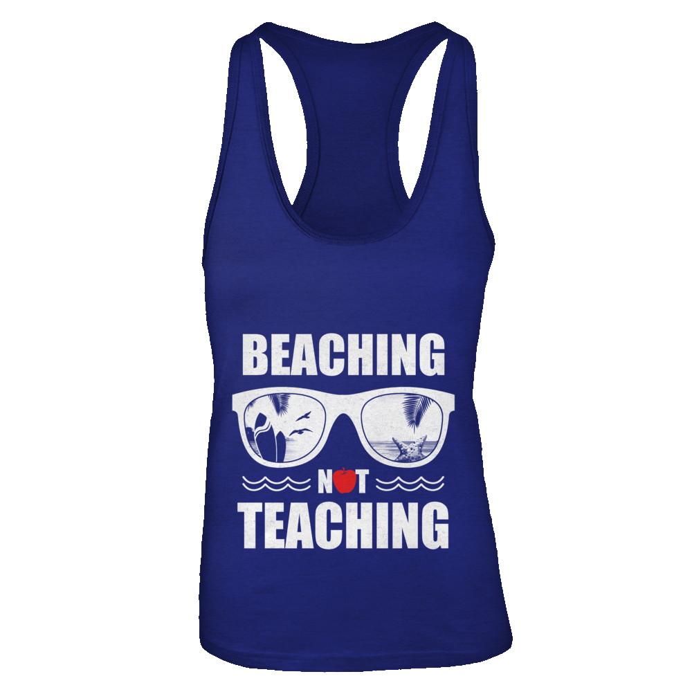 Beaching Not Teaching Funny Teacher Summer-T-Shirt & Tank Top-Women's Ideal Racerback Tank-Royal