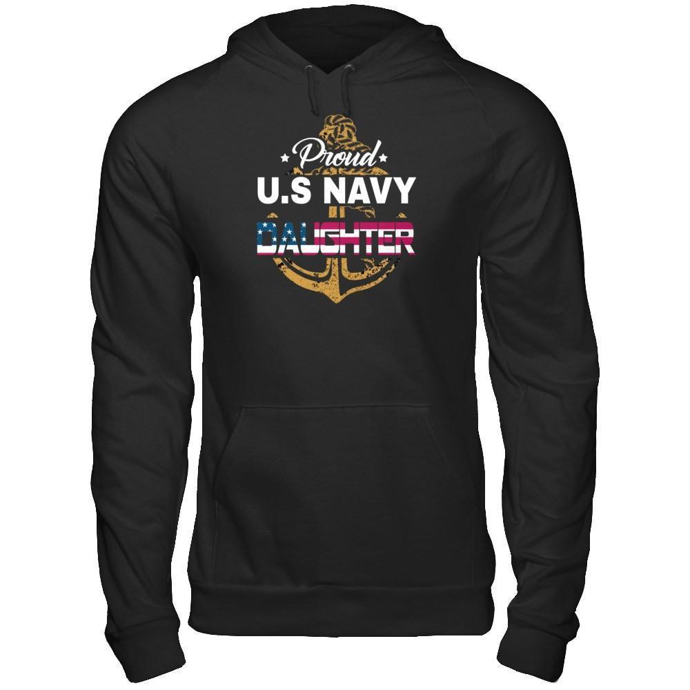Proud US Navy Daughter-T-Shirt & Hoodie-Pullover Hoodie-Black