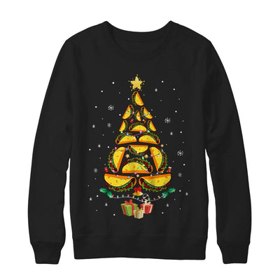 Funny Tacos Christmas Tree Ugly Christmas Sweater-T-Shirt & Sweatshirt-Crewneck Sweatshirt-Black
