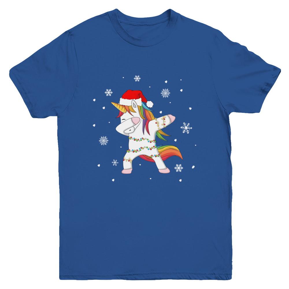 Dabbing Unicorn Ugly Christmas Sweater Girls Youth-Youth Shirt-Youth T-Shirt-Royal