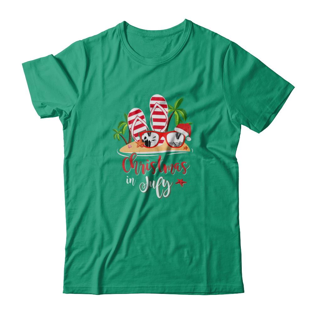 Flip Flop Sunglasses Christmas In July Summer Vacation Beach-T-Shirt & Tank Top-Classic T-Shirt-Kelly Green