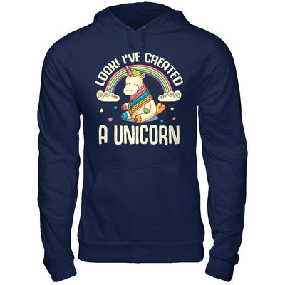 Look I've Created A Unicorn-T-Shirt & Hoodie-Pullover Hoodie-Navy