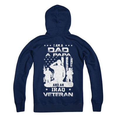I'm A Dad A Papa And An Iraq Veteran-T-Shirt & Hoodie-Hanes - Heavyweight Pullover Hoodie-Navy