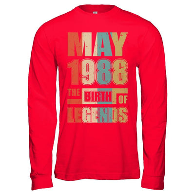 Vintage Retro May 1988 Birth Of Legends 33th Birthday-T-Shirt & Hoodie-Long Sleeve T-Shirt-Red