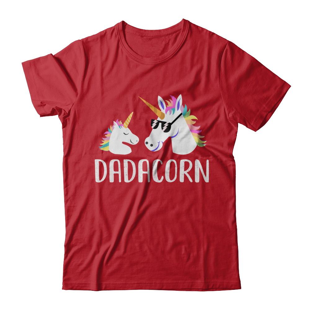 Dadacorn Unicorn Dad And Baby Fathers Day-T-Shirt & Hoodie-Classic T-Shirt-Red