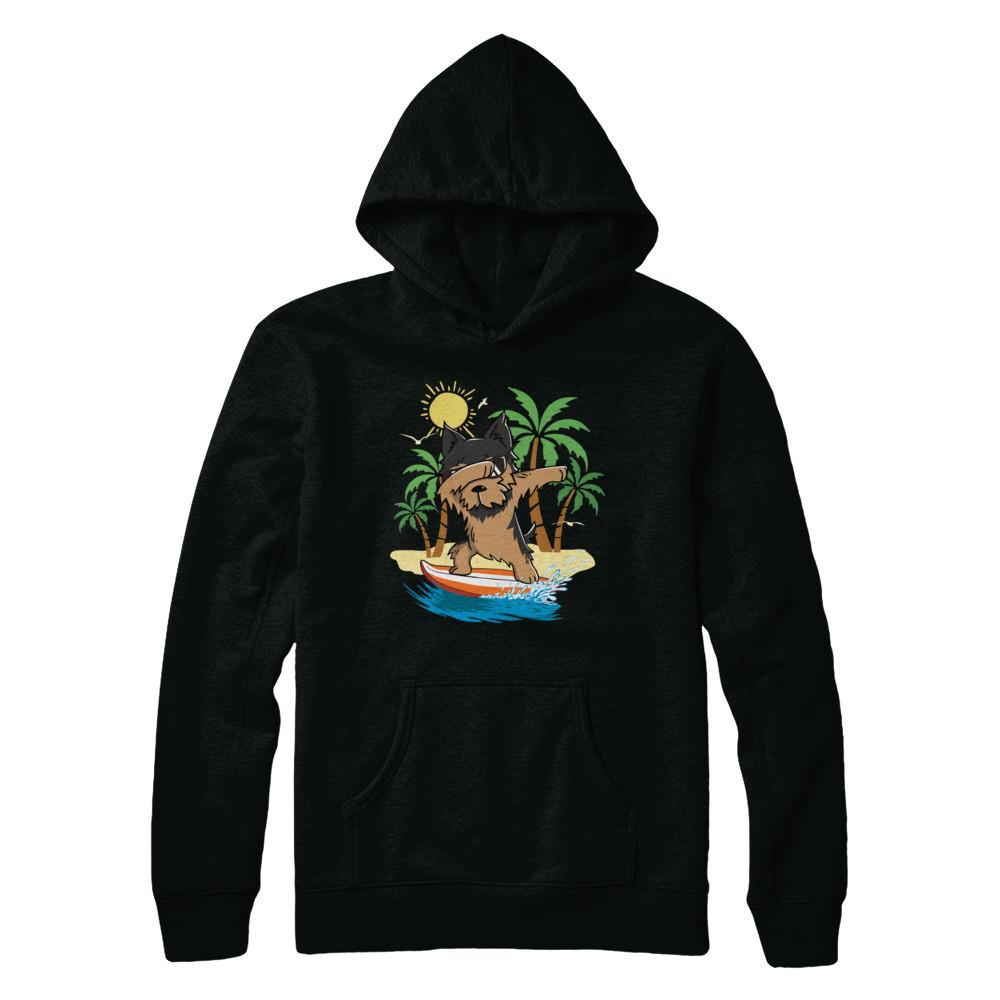 Summer Vacation Dabbing Yorkie Surfing Surfboard Gift-T-Shirt & Hoodie-Pullover Hoodie-Black