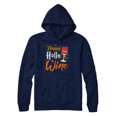 Happy Hallo Wine Funny Halloween-T-Shirt & Sweatshirt-Pullover Hoodie-Navy