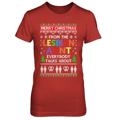 LGBT Merry Christmas From Lesbian Aunt Ugly Christmas Sweater-T-Shirt & Sweatshirt-Women's T-Shirt-Red