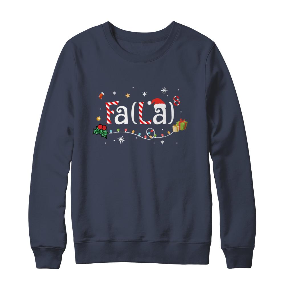 Cute Math Fa La Funny Christmas-T-Shirt & Sweatshirt-Crewneck Sweatshirt-Navy