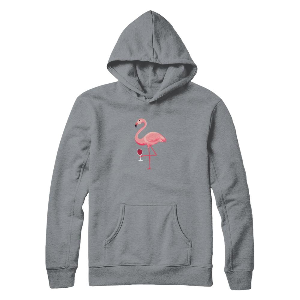 Wine Lover's Pink Flamingo Fun Party Wine-T-Shirt & Tank Top-Pullover Hoodie-Light Steel