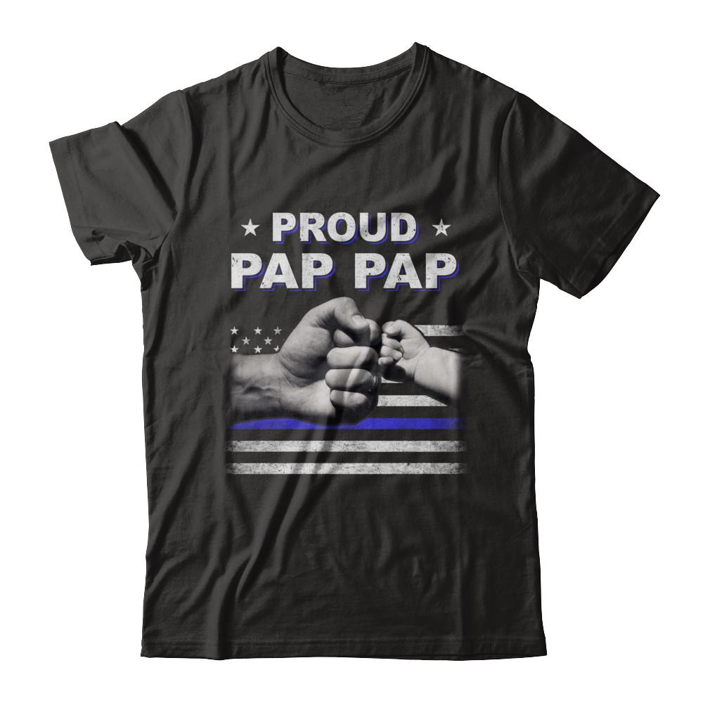 Proud Pap Pap Police Thin Blue Line Flag Fathers Day-T-Shirt & Hoodie-Classic T-Shirt-Black