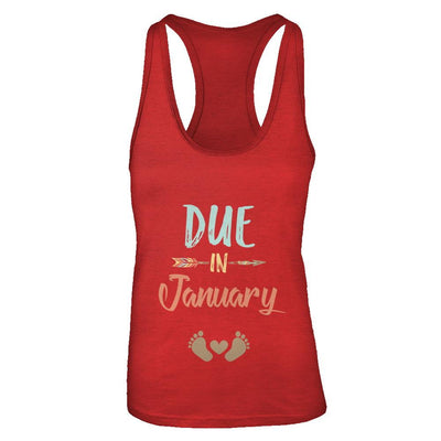 Due Date January 2021 Announcement Mommy Bump Pregnancy-T-Shirt & Tank Top-Women's Ideal Racerback Tank-Red