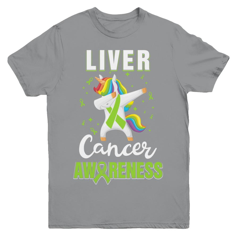 Inspirational Liver Cancer Awareness Unicorn Support Youth-Youth Shirt-Youth T-Shirt-Sport Grey