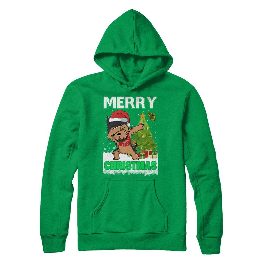 Cute Yorkshire Terrier Claus Merry Christmas Ugly Sweater-T-Shirt & Sweatshirt-Pullover Hoodie-Irish Green