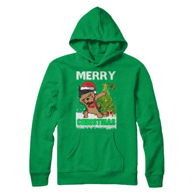 Cute Yorkshire Terrier Claus Merry Christmas Ugly Sweater-T-Shirt & Sweatshirt-Pullover Hoodie-Irish Green
