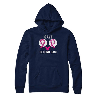 Save The Second Base Breast Cancer Awareness Baseball-T-Shirt & Hoodie-Pullover Hoodie-Navy