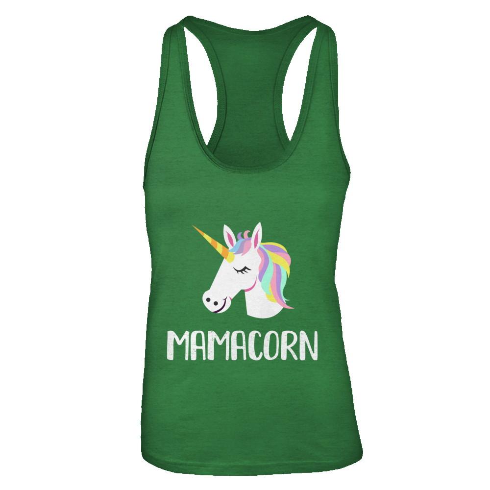 Unicorn Mom And Baby Mamacorn Mama Mother Day Gift-T-Shirt & Tank Top-Women's Ideal Racerback Tank-Kelly Green