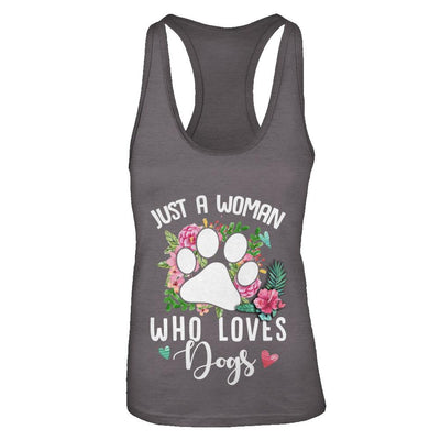 Just A Woman Who Loves Dogs-T-Shirt & Tank Top-Women's Ideal Racerback Tank-Dark Grey