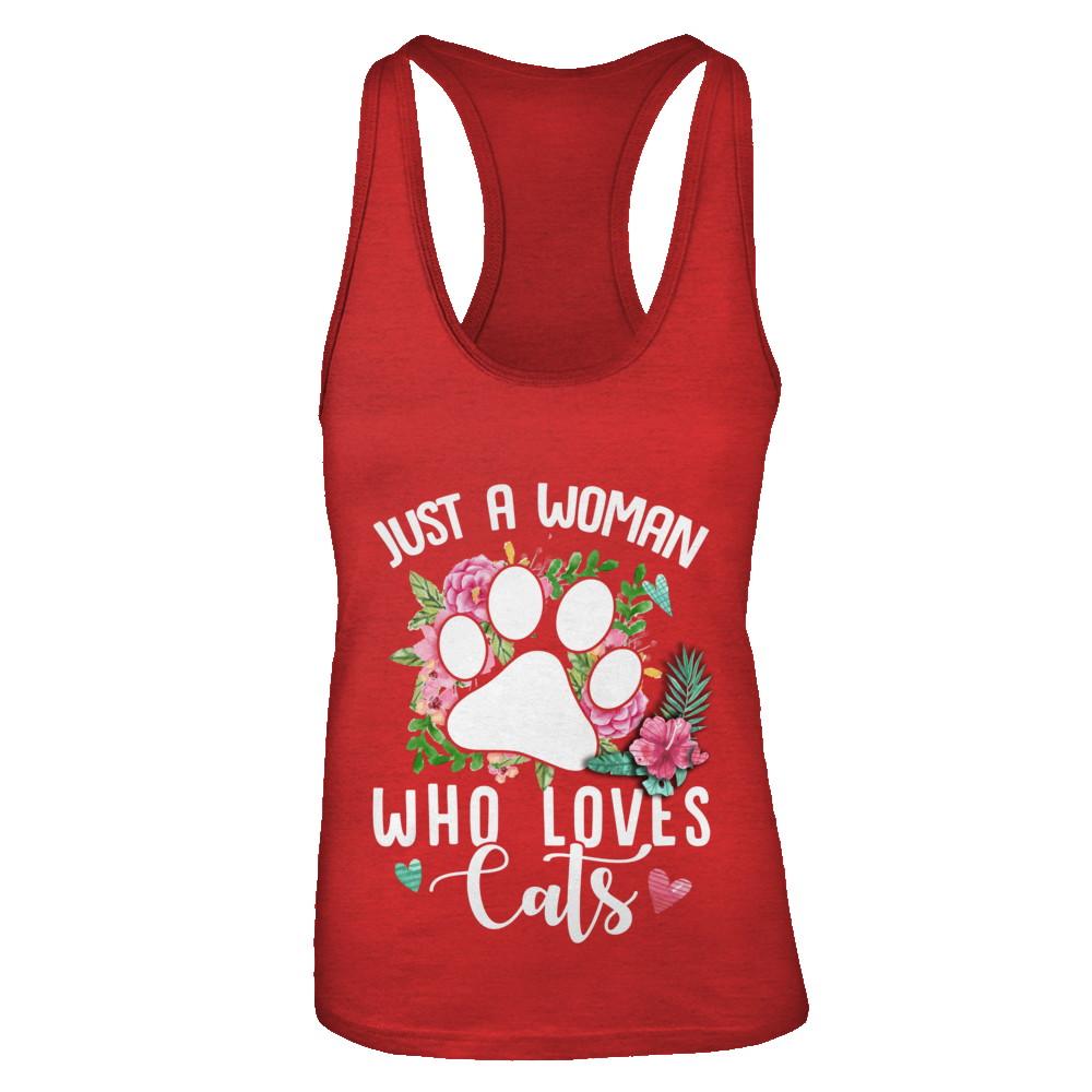 Just A Woman Who Loves Cats-T-Shirt & Tank Top-Women's Ideal Racerback Tank-Red