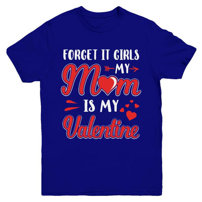 My Mom Is My Valentine For Girl Funny Valentines Day Youth-Youth Shirt-Youth T-Shirt-Navy