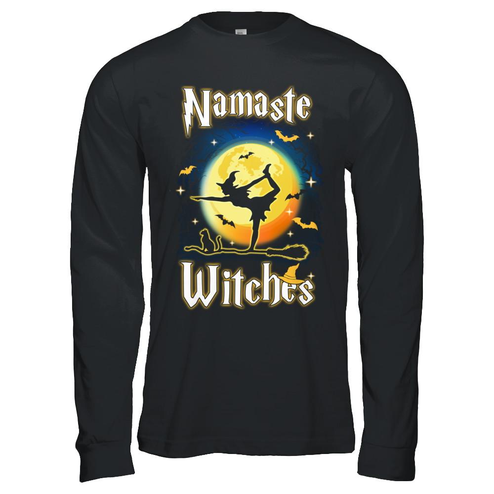 Namaste Witches Yoga Halloween-T-Shirt & Hoodie-Long Sleeve T-Shirt-Black