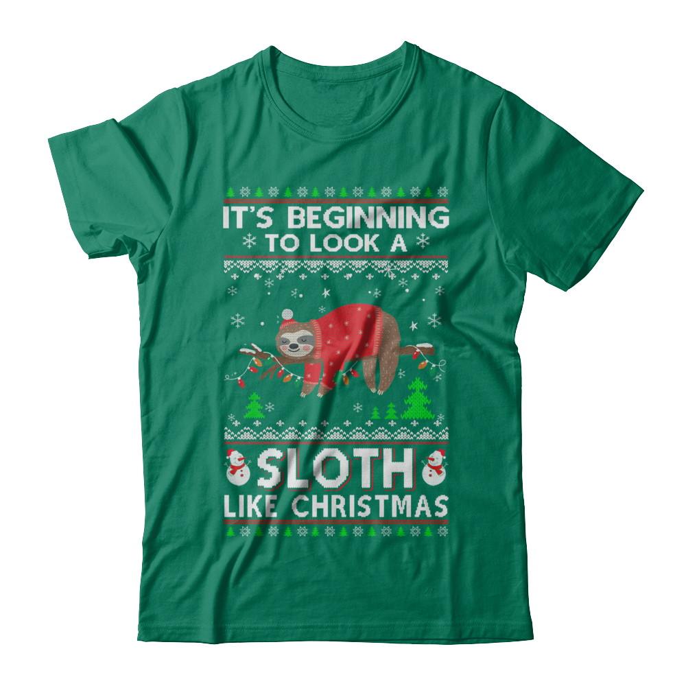It's Beginning To Look A Sloth Like Christmas Sweater-T-Shirt & Sweatshirt-Classic T-Shirt-Kelly Green