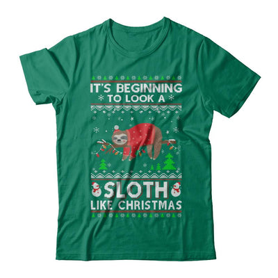 It's Beginning To Look A Sloth Like Christmas Sweater-T-Shirt & Sweatshirt-Classic T-Shirt-Kelly Green