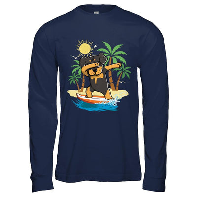 Summer Vacation Dabbing Rottweiler Surfing Surfboard Gift-T-Shirt & Hoodie-Long Sleeve T-Shirt-Navy