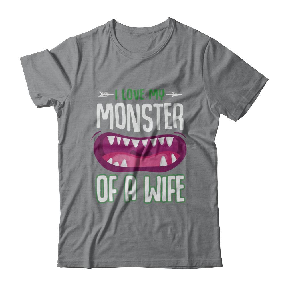 Monster Of A Wife Funny Couples Halloween-T-Shirt & Hoodie-Classic T-Shirt-Sport Grey