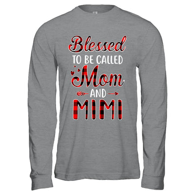 Red Buffalo Plaid Blessed To Be Called Mom And Mimi-T-Shirt & Hoodie-Long Sleeve T-Shirt-Sport Grey
