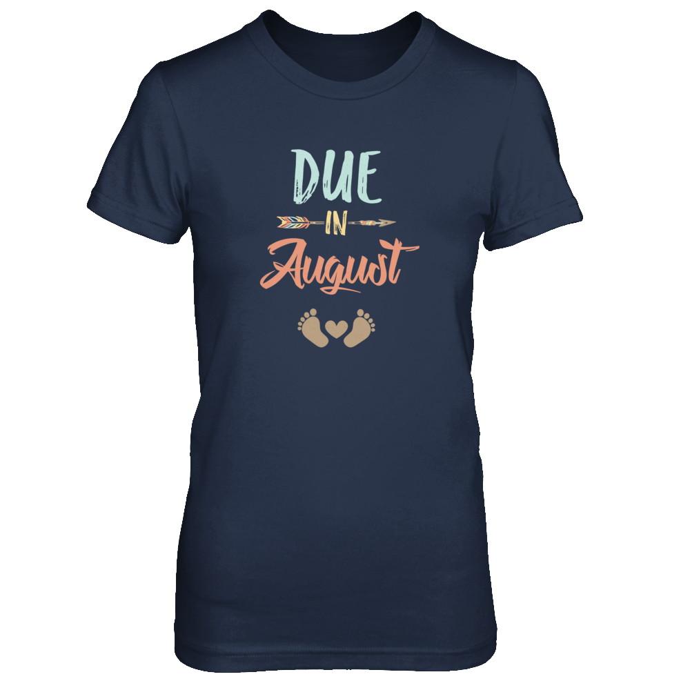 Due Date August 2021 Announcement Mommy Bump Pregnancy-T-Shirt & Tank Top-Women's T-Shirt-Navy