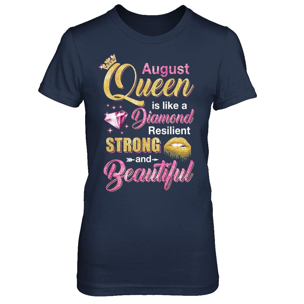 August Girls Queen Is Diamond Strong Beautiful-T-Shirt & Hoodie-Women's T-Shirt-Navy