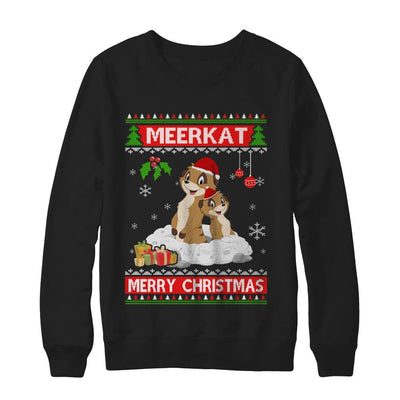 Meerkat Xmas Pajama Ugly Christmas Sweater-T-Shirt & Sweatshirt-Crewneck Sweatshirt-Black
