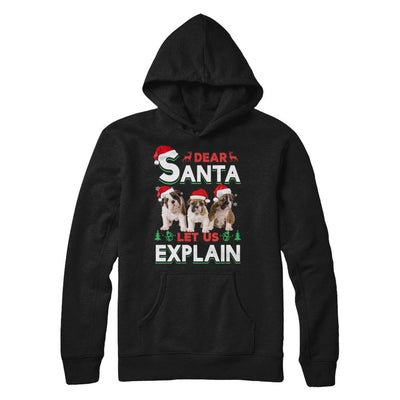 Dear Santa Funny Bulldogs Puppies Christmas Gift-T-Shirt & Hoodie-Pullover Hoodie-Black