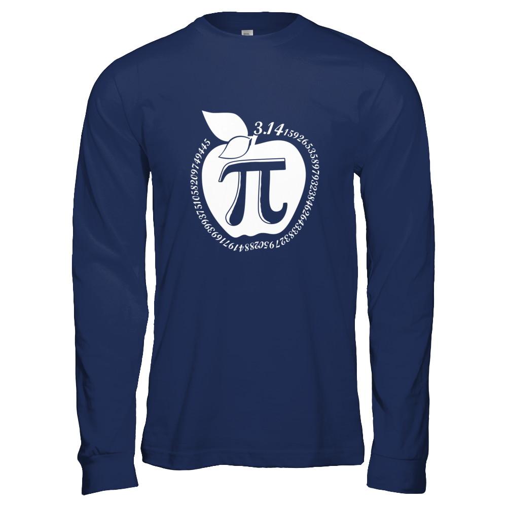 Apple Pi Math Happy Pi Day Teacher-T-Shirt & Hoodie-Long Sleeve T-Shirt-Navy