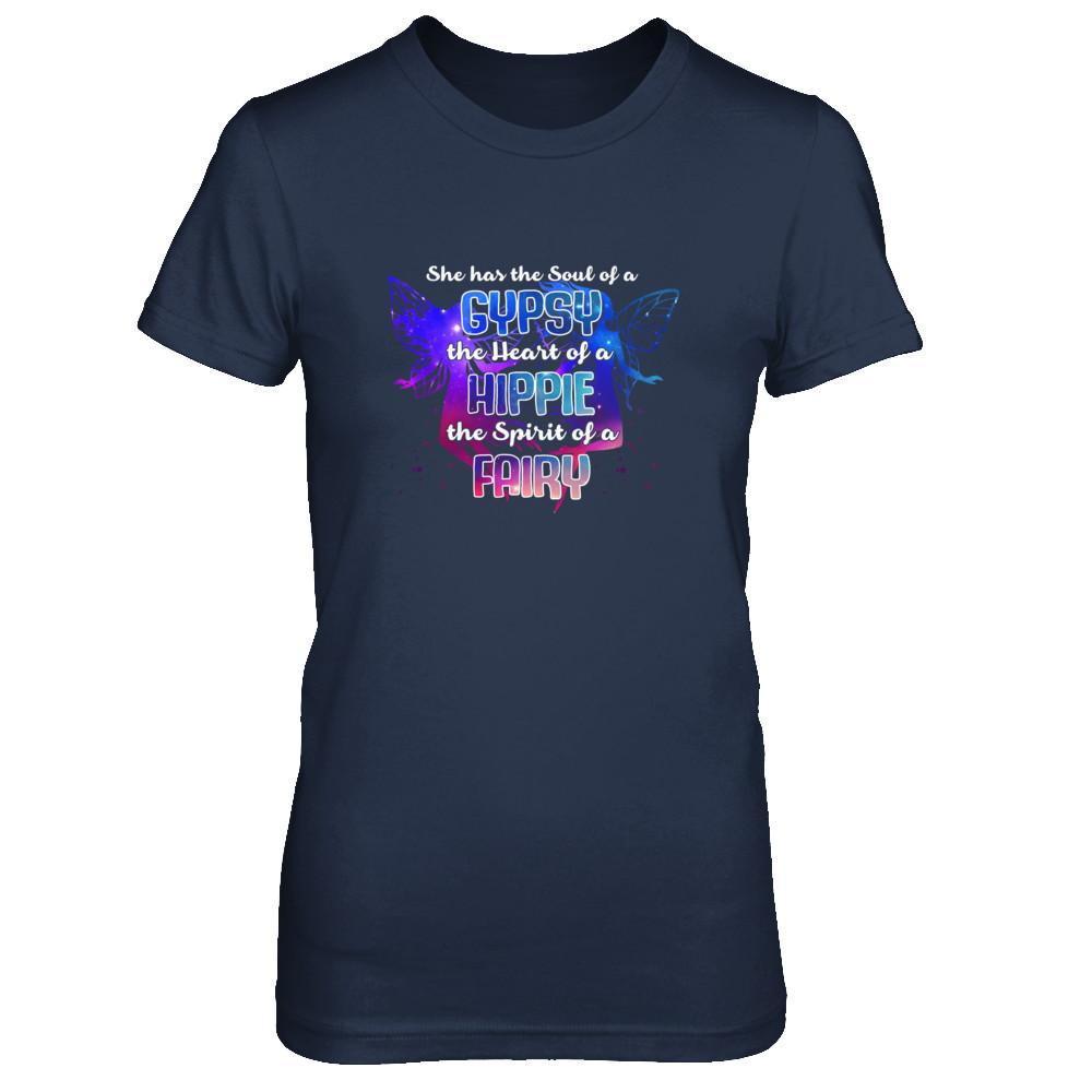 She Has The Soul Of Gypsy Heart Of A Hippie Spirit Of Fairy-T-Shirt & Tank Top-Women's T-Shirt-Navy