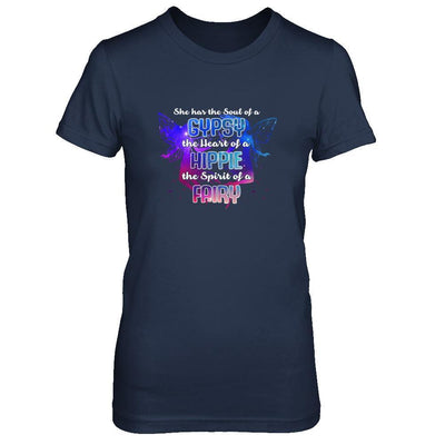 She Has The Soul Of Gypsy Heart Of A Hippie Spirit Of Fairy-T-Shirt & Tank Top-Women's T-Shirt-Navy