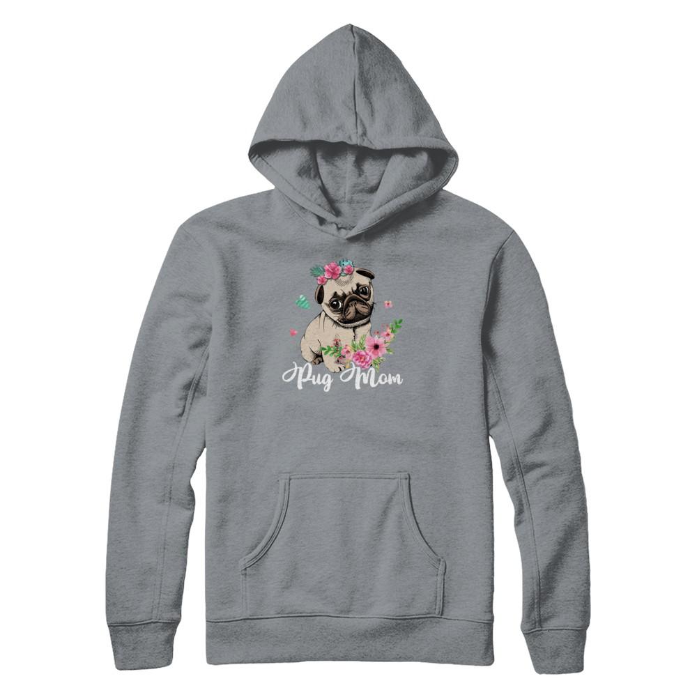 Pug Mom Funny Dog Mom Gift Idea-T-Shirt & Tank Top-Pullover Hoodie-Light Steel